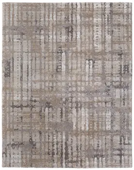 5' X 8' Brown Tan And Ivory Abstract Distressed Area Rug