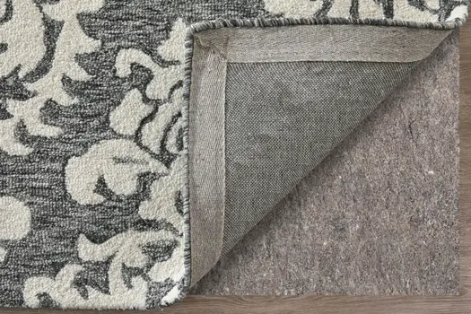 5' X 8' Gray Ivory And Black Floral Hand Tufted Area Rug