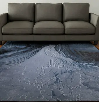 5' X 8' Blue Black And Gray Abstract Hand Tufted Area Rug