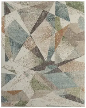 5' X 8' Ivory Blue And Green Checkered Area Rug