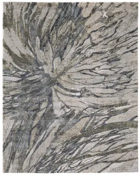 5' X 8' Gray Green And Ivory Abstract Area Rug