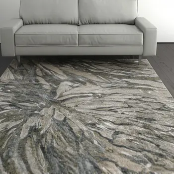 5' X 8' Gray Green And Ivory Abstract Area Rug