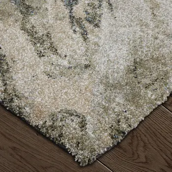 5' X 8' Gray Green And Ivory Abstract Area Rug