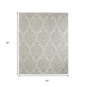 5' X 8' Ivory And Gray Floral Hand Tufted Area Rug