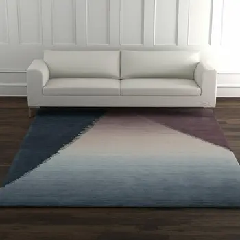 5' X 8' Taupe Blue And Tan Geometric Hand Tufted Area Rug