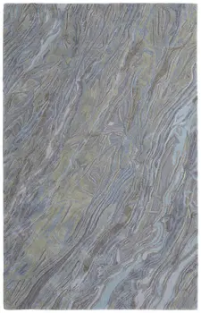 5' X 8' Blue Green And Gray Abstract Hand Tufted Area Rug