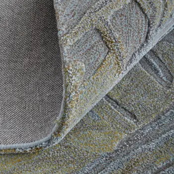 5' X 8' Blue Green And Gray Abstract Hand Tufted Area Rug
