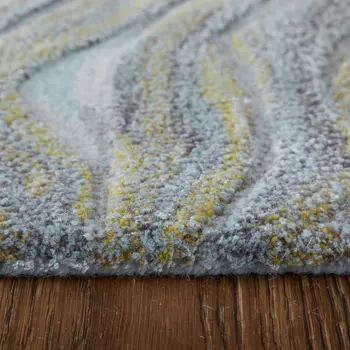 5' X 8' Blue Green And Gray Abstract Hand Tufted Area Rug