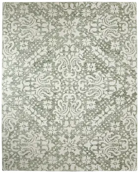 5' X 8' Ivory And Green Floral Hand Tufted Area Rug