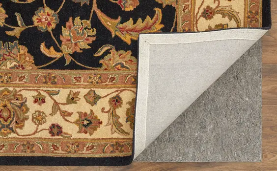 5' X 8' Black Gold And Tan Oriental Hand Tufted Area Rug