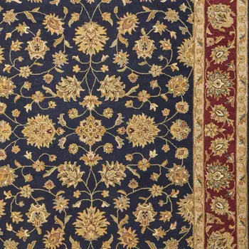 5' X 8' Blue Red And Gold Oriental Hand Tufted Area Rug