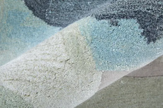 5' X 8' Green Blue And Ivory Abstract Hand Tufted Area Rug