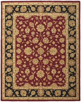 5' X 8' Red Black And Gold Oriental Hand Tufted Area Rug