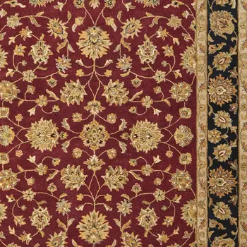 5' X 8' Red Black And Gold Oriental Hand Tufted Area Rug