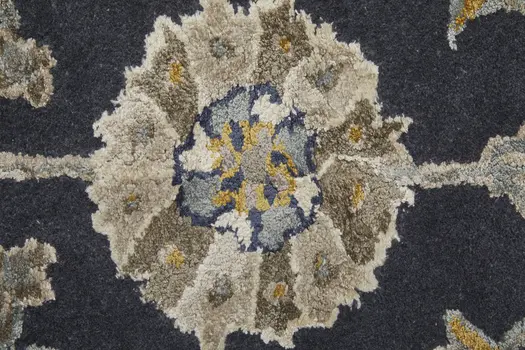 5' X 8' Blue Silver And Gray Floral Hand Tufted Area Rug