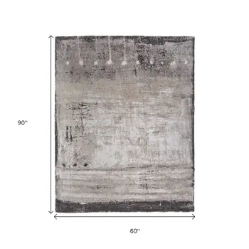 5' X 8' Gray Ivory And Taupe Abstract Distressed Area Rug