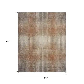 5' X 8' Ivory Taupe And Pink Abstract Area Rug