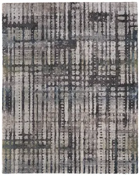 5' X 8' Gray Black And Ivory Abstract Distressed Area Rug