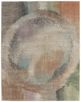 5' X 8' Brown Tan And Blue Abstract Distressed Area Rug