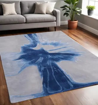 5' X 8' Blue And Gray Abstract Hand Tufted Area Rug