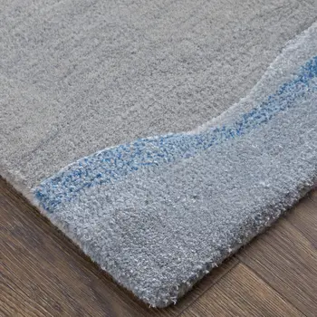 5' X 8' Blue And Gray Abstract Hand Tufted Area Rug