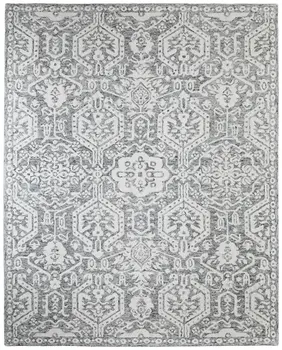 5' X 8' Gray And White Geometric Hand Tufted Area Rug