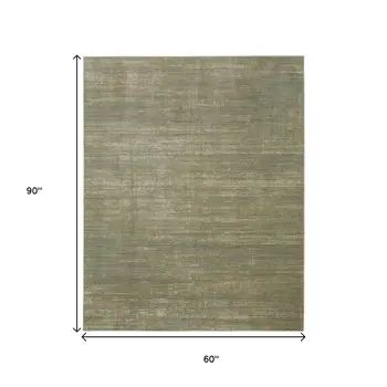 5' X 8' Green And Tan Area Rug