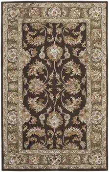 5' X 8' Brown Tan And Ivory Oriental Hand Tufted Area Rug