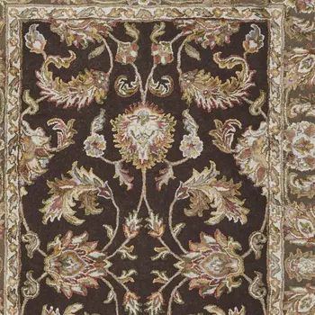 5' X 8' Brown Tan And Ivory Oriental Hand Tufted Area Rug