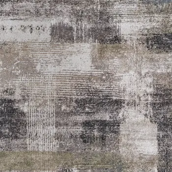 7' X 10' Gray Taupe And Ivory Abstract Distressed Area Rug