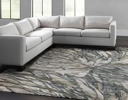 7' X 10' Gray Green And Ivory Abstract Area Rug