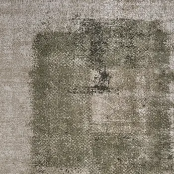 7' X 10' Green And Tan Abstract Distressed Area Rug