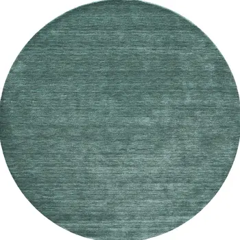 8' Green And White Hand Woven Round Rug