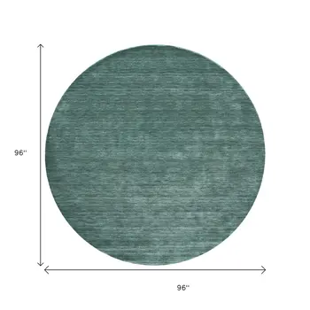 8' Green And White Hand Woven Round Rug