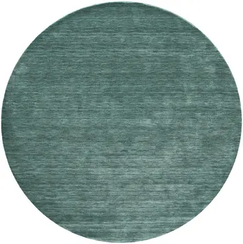 8' Green And White Hand Woven Round Rug