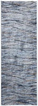 8' Blue Ivory And Tan Abstract Runner Rug