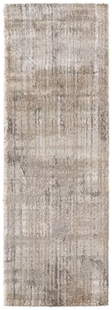 8' Brown Tan And Ivory Abstract Distressed Runner Rug