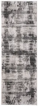 8' Gray And Ivory Abstract Runner Rug