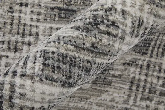8' Gray And Ivory Abstract Runner Rug
