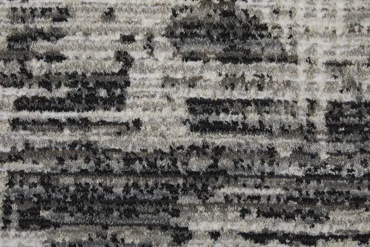 8' Gray And Ivory Abstract Runner Rug