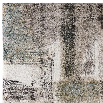 8' Gray Taupe And Ivory Abstract Distressed Runner Rug