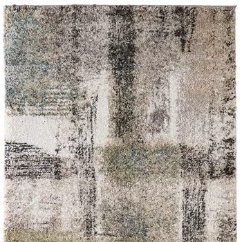 8' Gray Taupe And Ivory Abstract Distressed Runner Rug