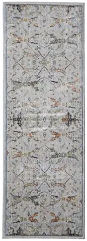 8' Blue Green And Ivory Floral Runner Rug