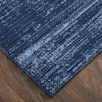 8' Blue And Silver Runner Rug