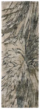8' Gray Green And Ivory Abstract Runner Rug