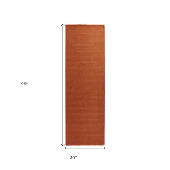 8' Orange Hand Woven Runner Rug