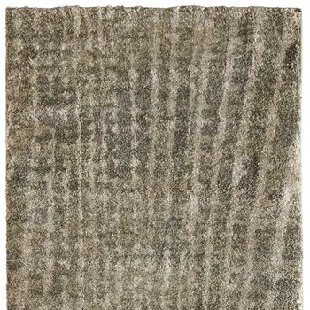 8' Green And Tan Abstract Runner Rug