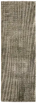 8' Green And Tan Abstract Runner Rug
