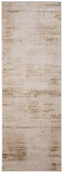 8' Ivory Brown And Tan Abstract Distressed Runner Rug