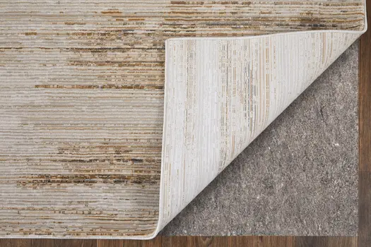 8' Ivory Brown And Tan Abstract Distressed Runner Rug